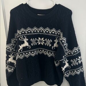 J.O.A. Black and White Reindeer Sweater